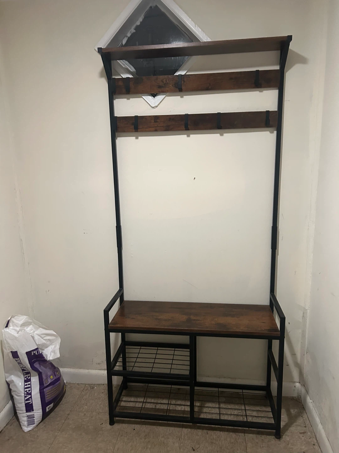 Hall Tree with Bench and Coat Hooks - photo 4