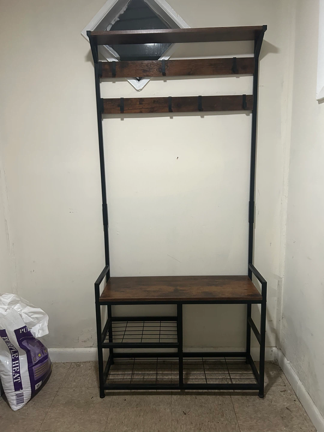 Hall Tree with Bench and Coat Hooks