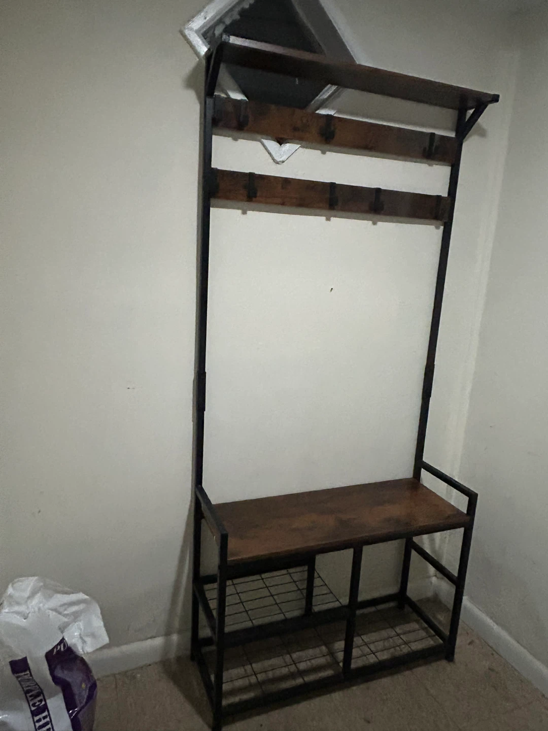 Hall Tree with Bench and Coat Hooks - photo 2
