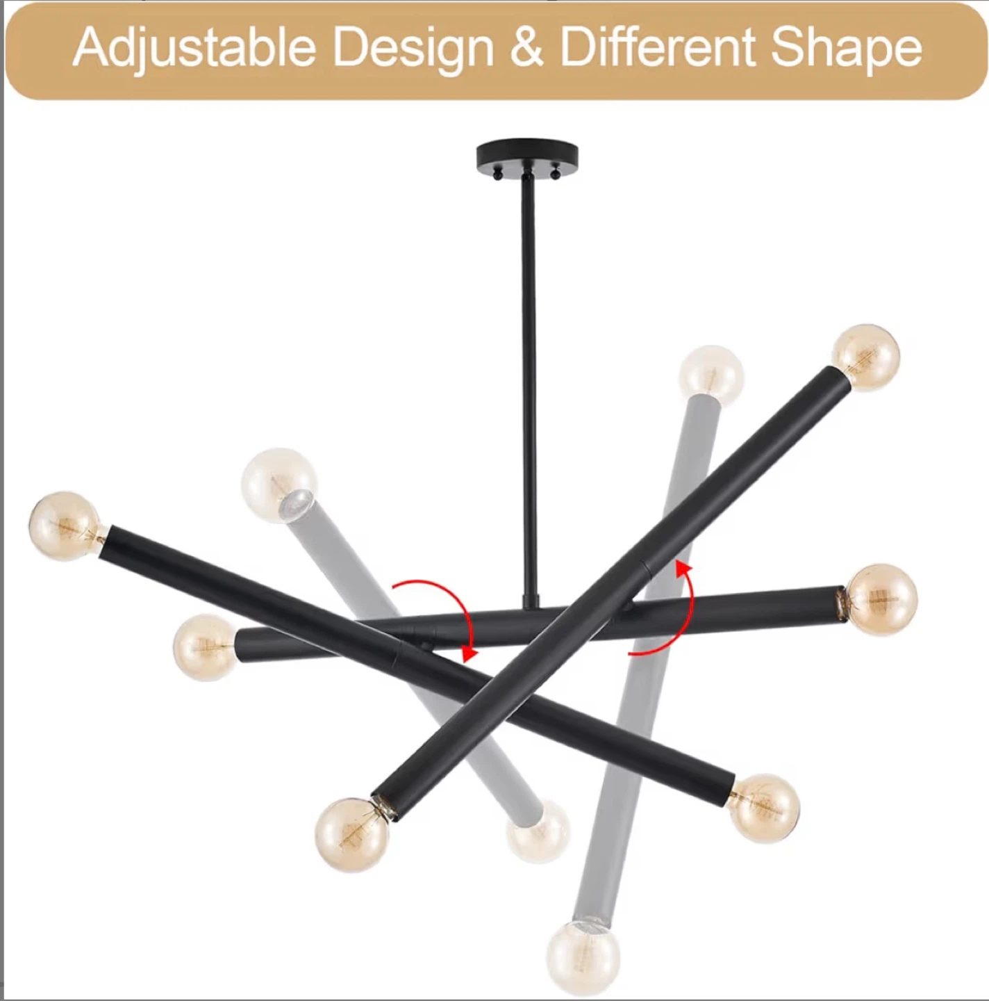 Modern Black Chandelier Pendant Light Fixture - photo 2