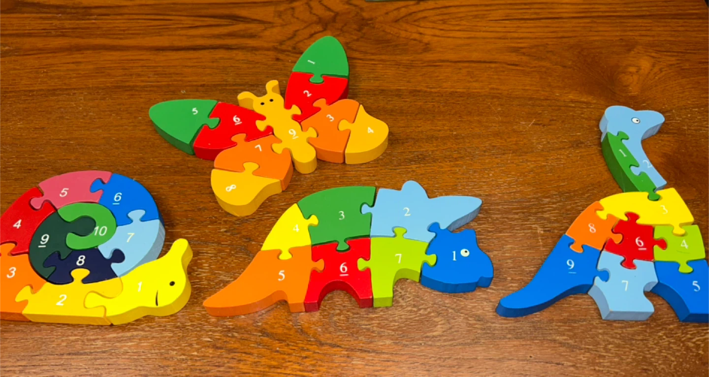 Wooden Number Puzzles - Butterfly, Dinosaur, Snail - photo 2