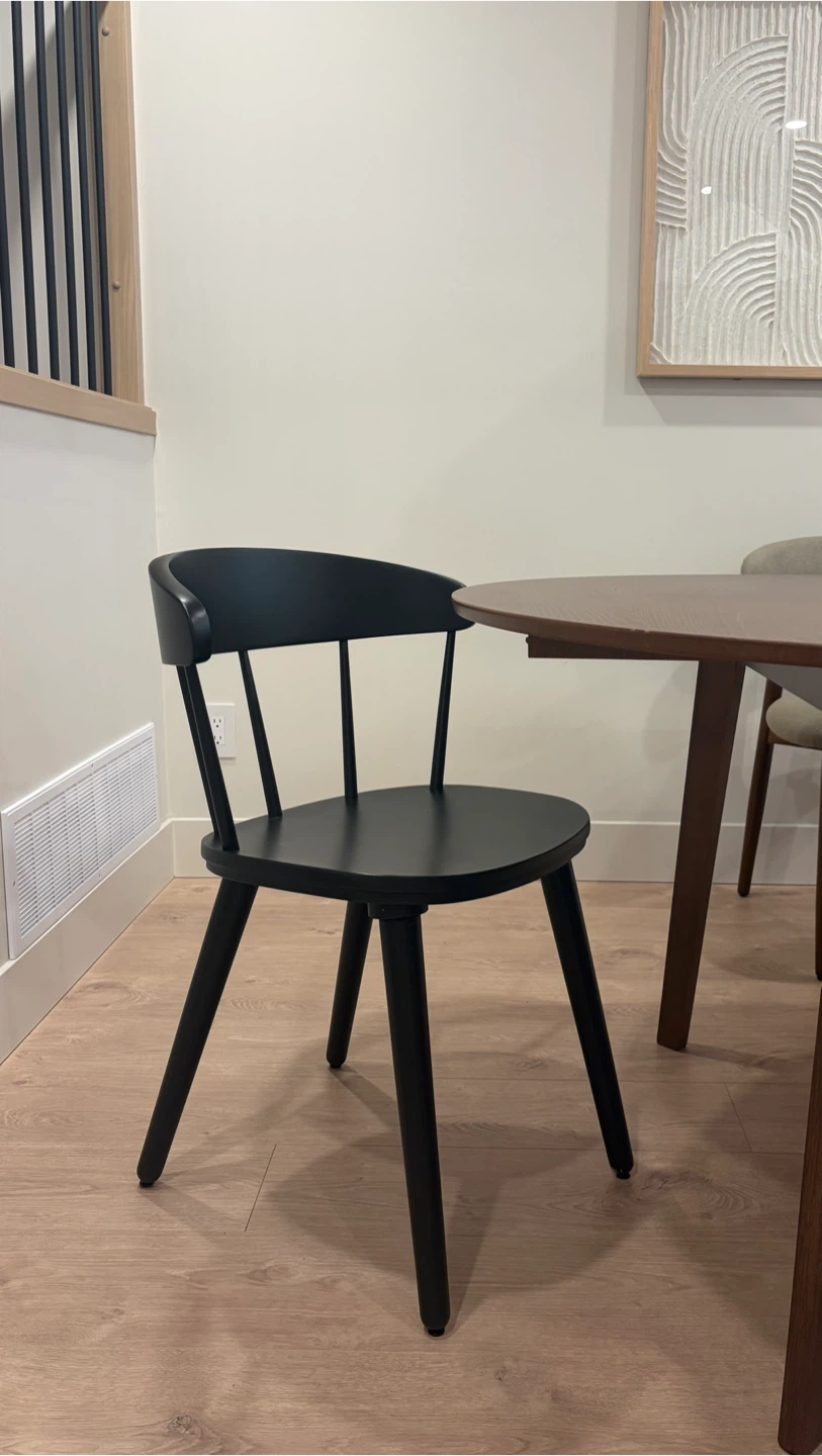Set of 2 Black Wooden Dining Chairs