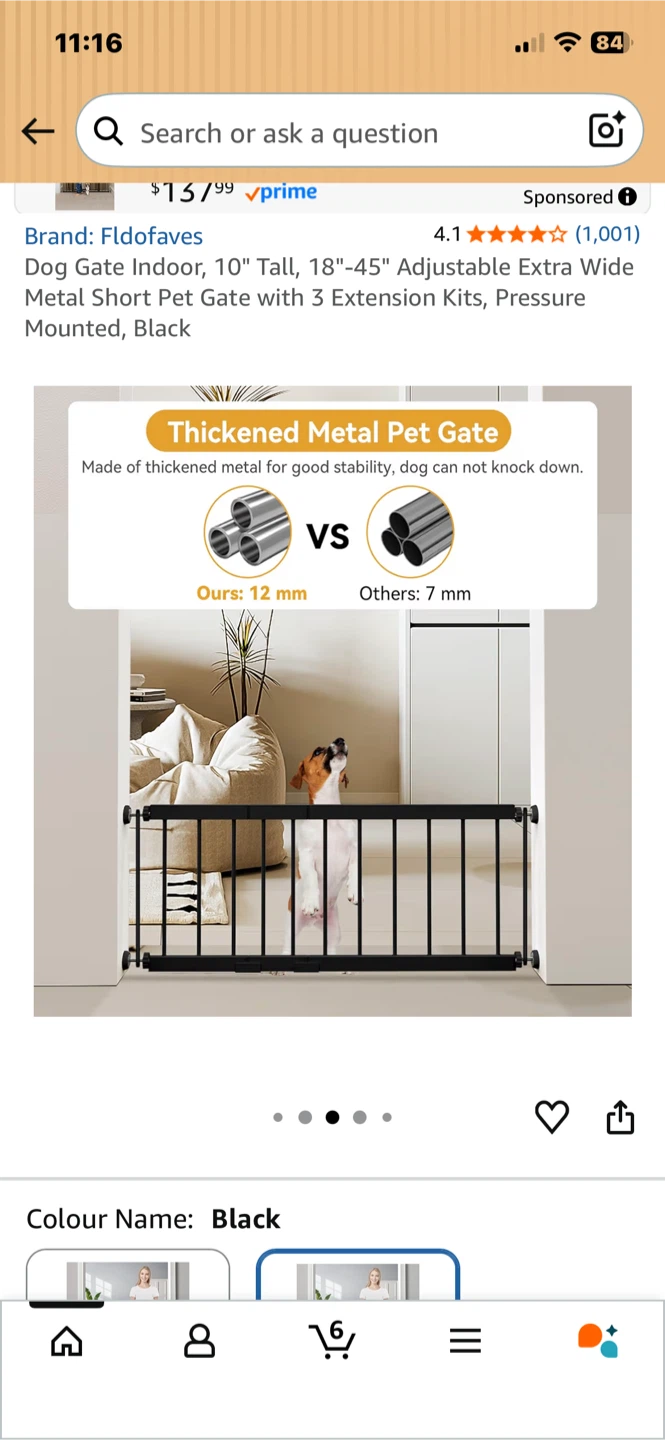 🥕Black Adjustable Extra Wide Metal Pet Gate - photo 3