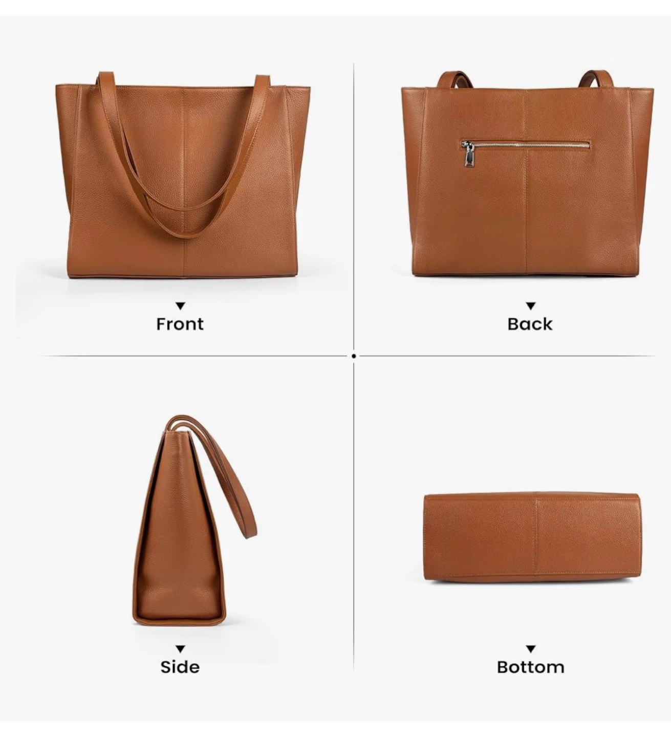 Brown Leather Tote Shoulder Bag - Fits 14" Laptop - photo 5