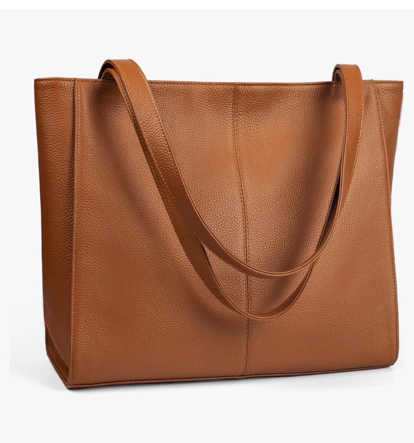 Brown Leather Tote Shoulder Bag - Fits 14" Laptop