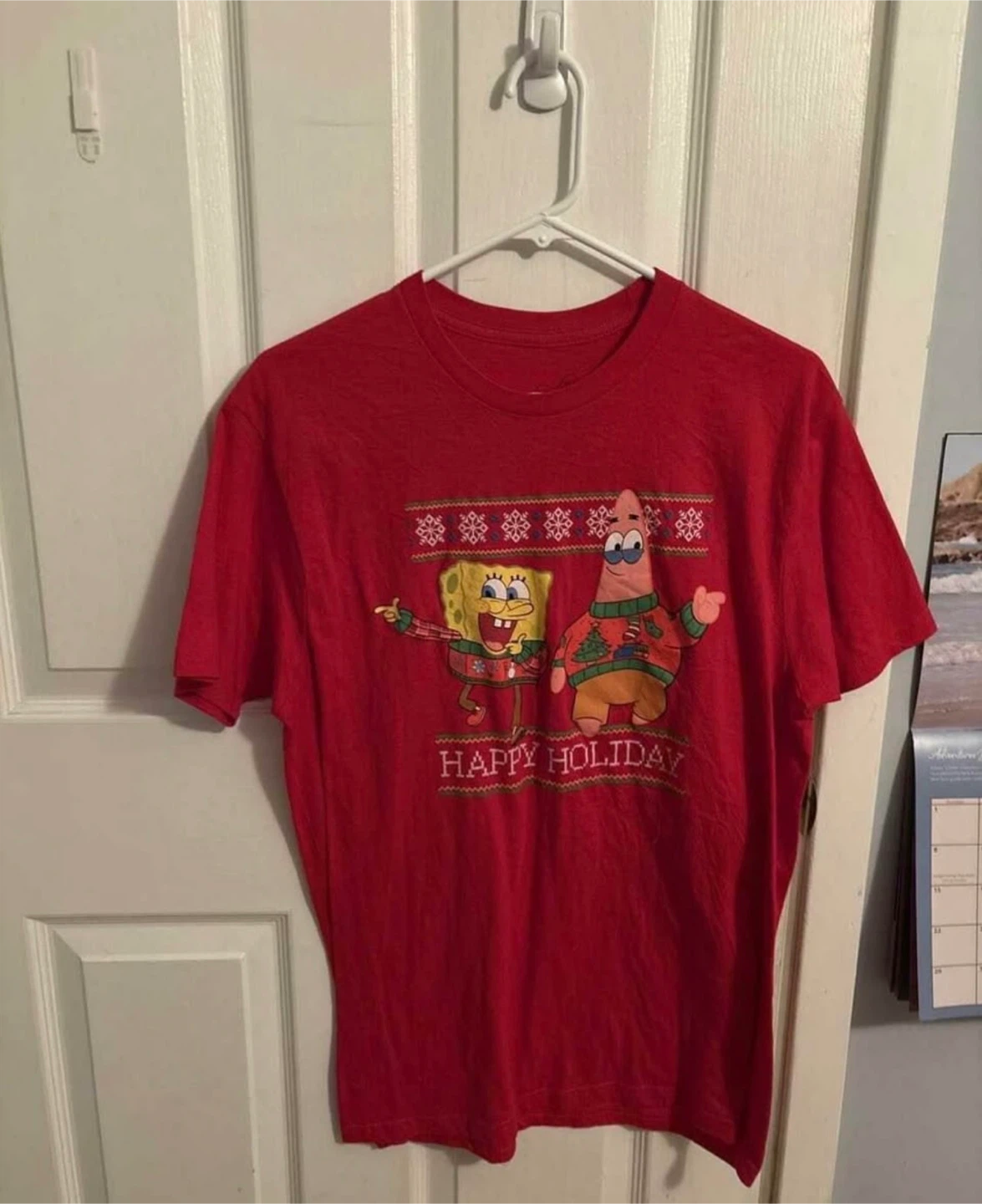 Women size small SpongeBob & Patrick "Happy Holiday" T-Shirt