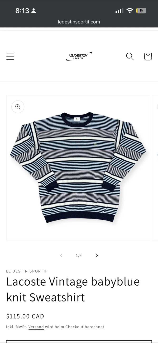 Lacoste Vintage Striped Knit Sweatshirt - photo 2