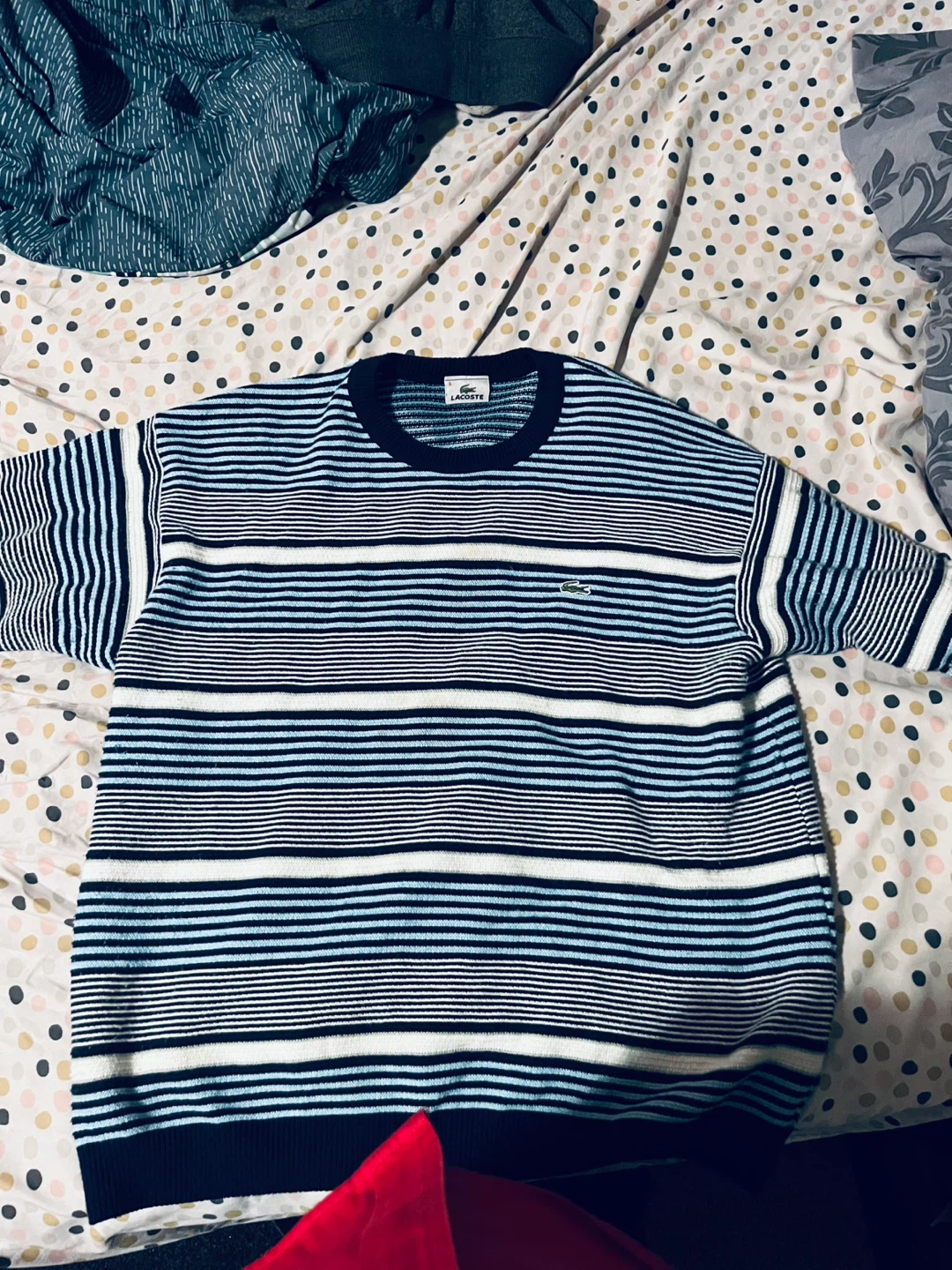 Lacoste Vintage Striped Knit Sweatshirt