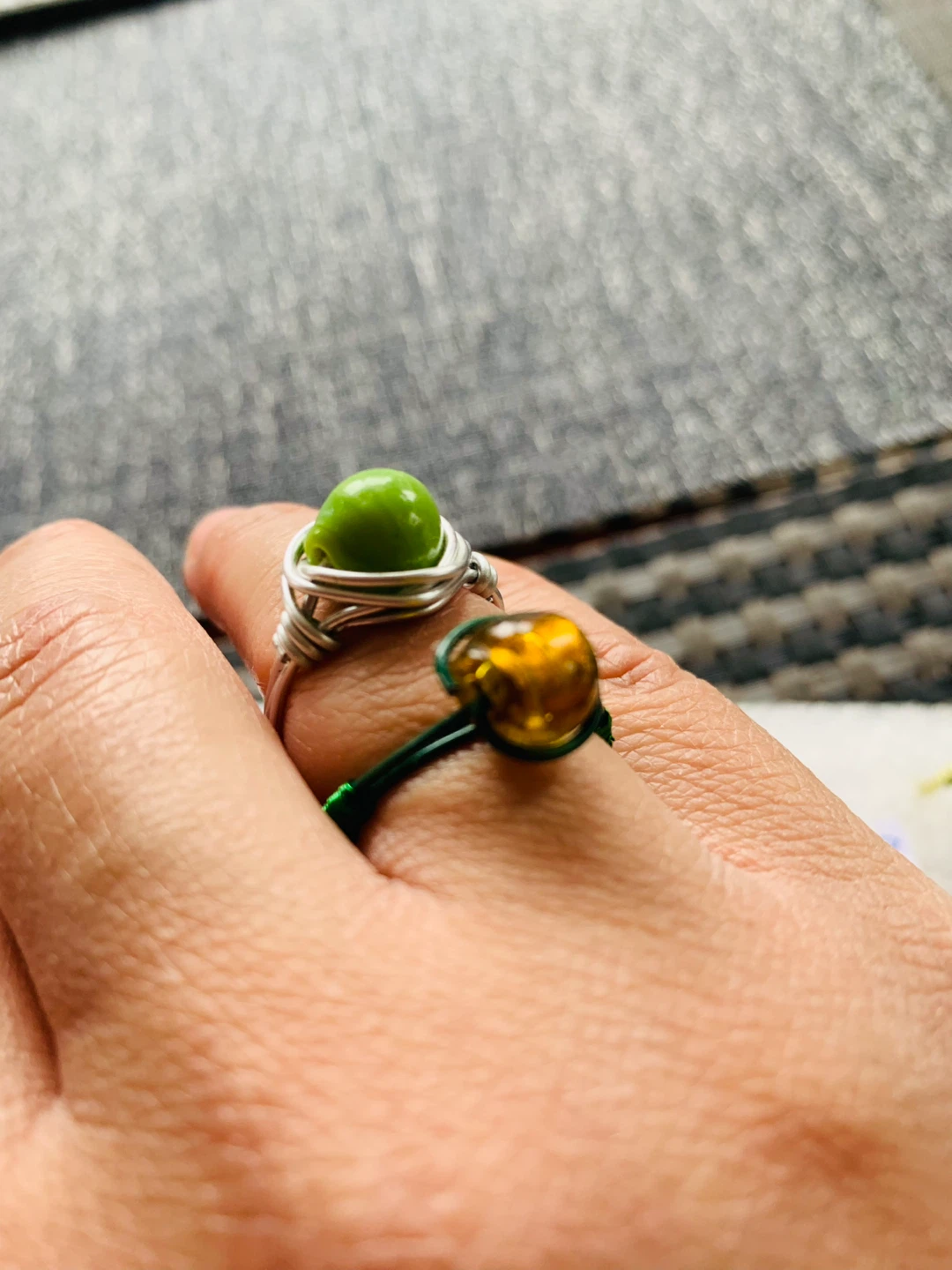 NEW Wired Ring Handcrafted size 8 (resin/glass bead) - photo 5
