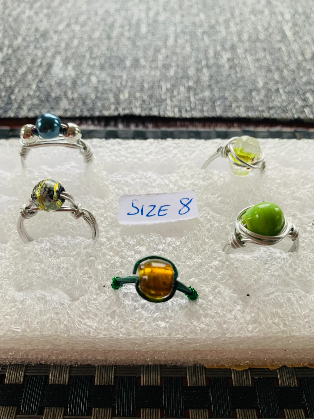 NEW Wired Ring Handcrafted size 8 (resin/glass bead) - photo 2