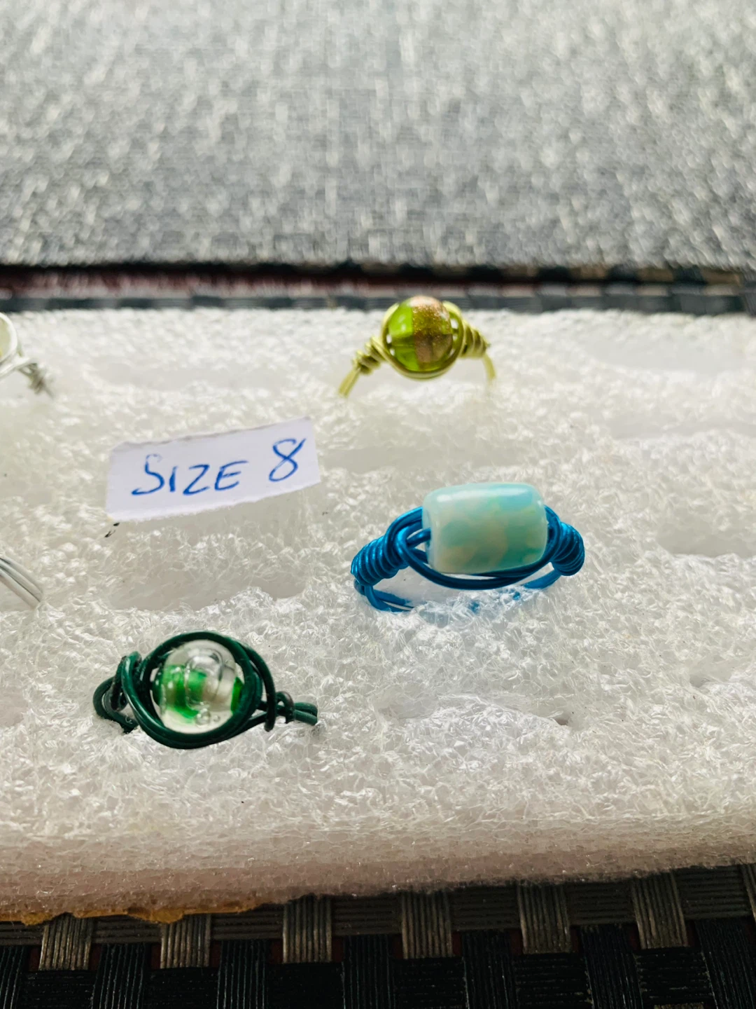 NEW Wired Ring Handcrafted size 8 (resin/glass bead) - photo 3