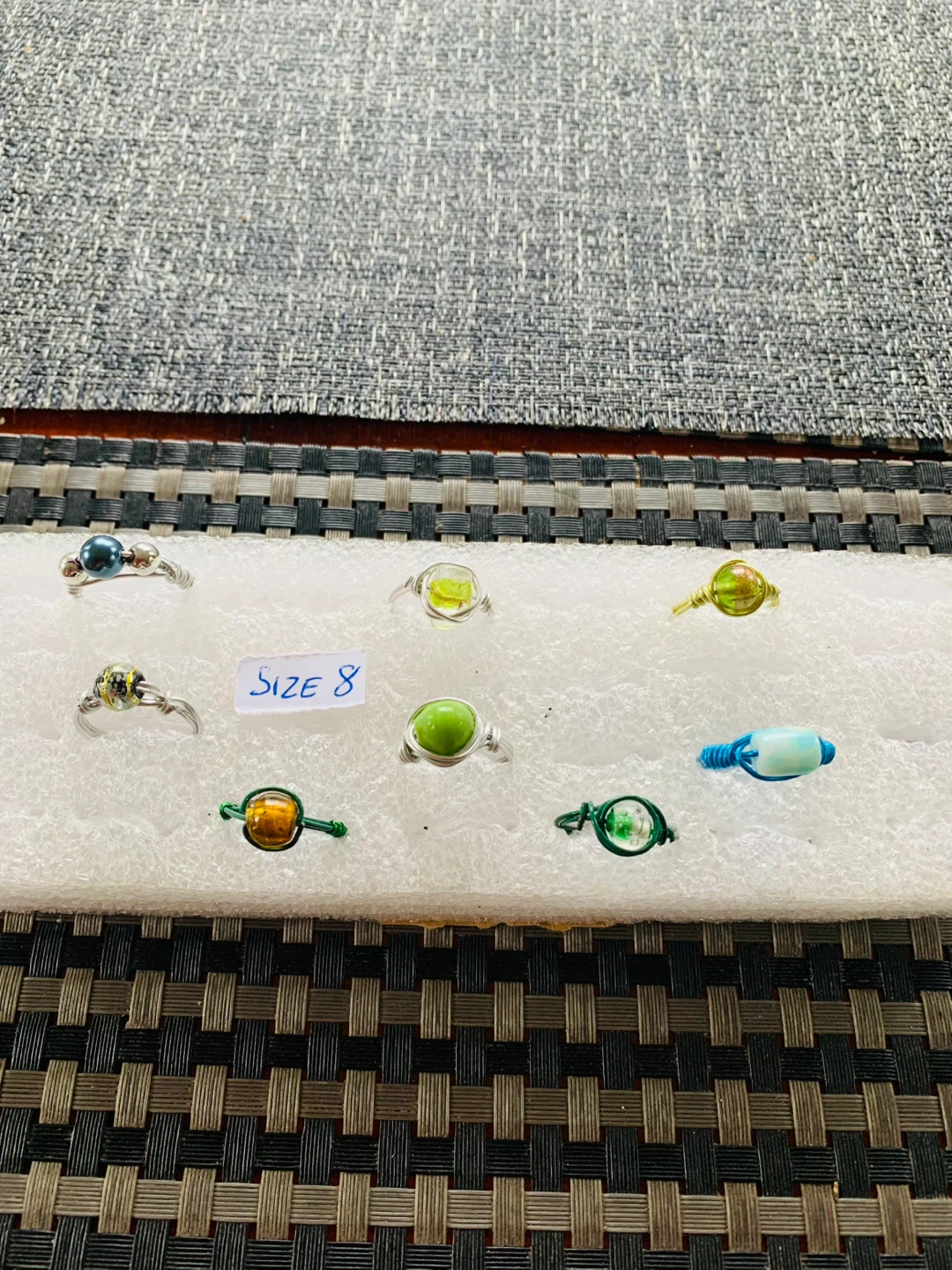 NEW Wired Ring Handcrafted size 8 (resin/glass bead)