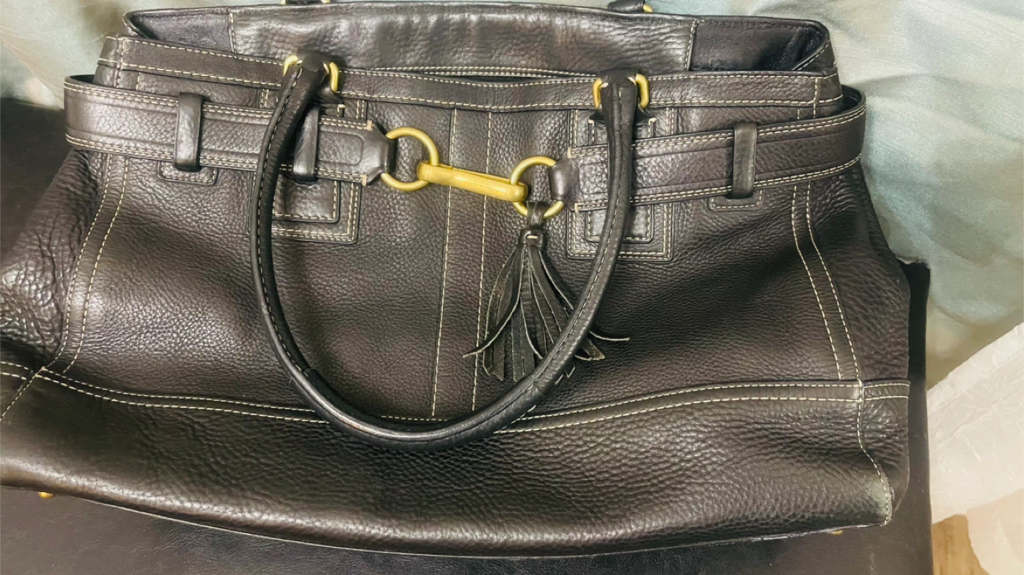 Coach Black Leather Tote Bag