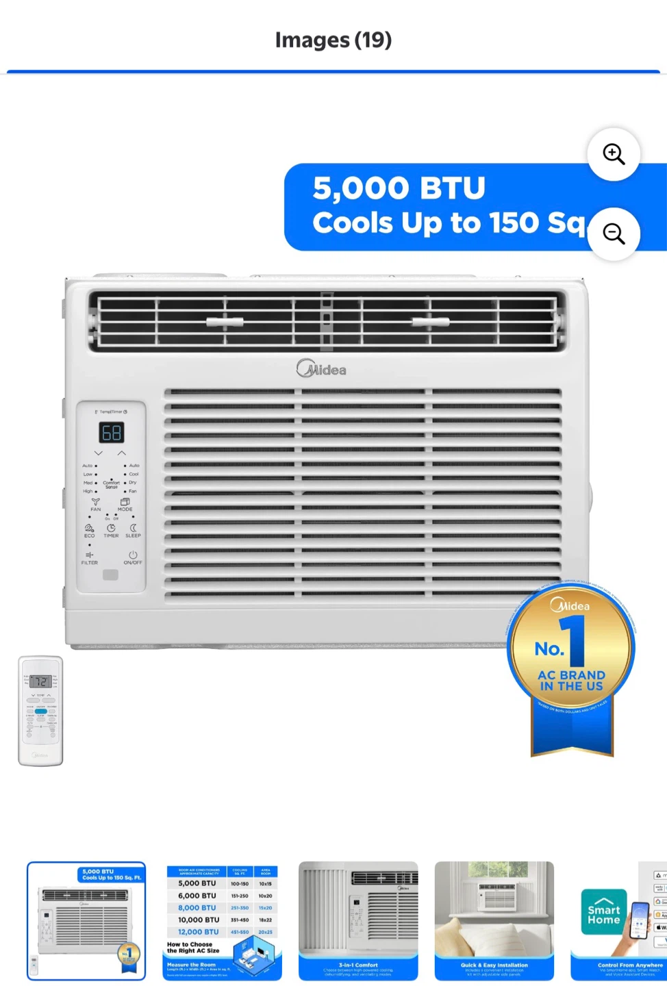 Midea 5,000 BTU Window Air Conditioner with remote