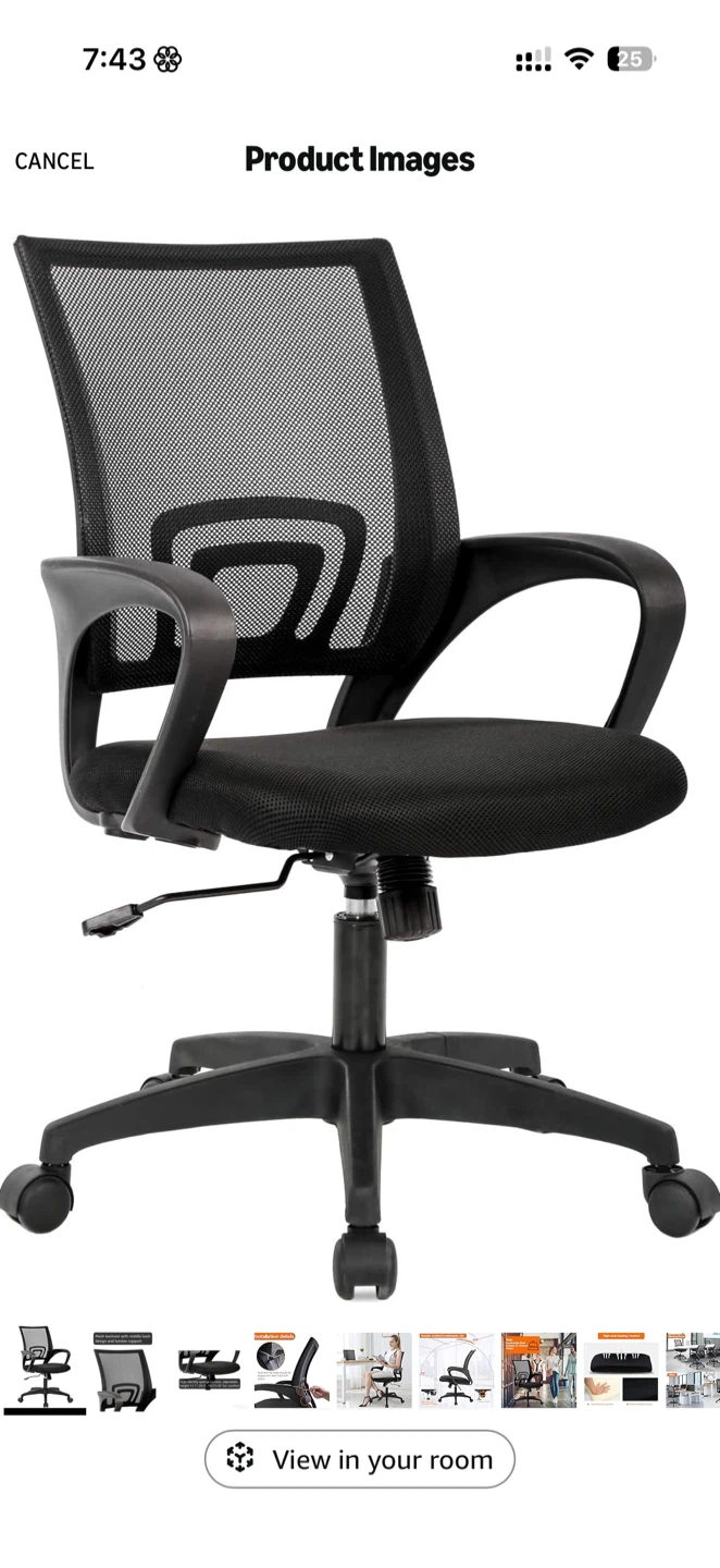 Black Mesh Office Chair with Lumbar Support