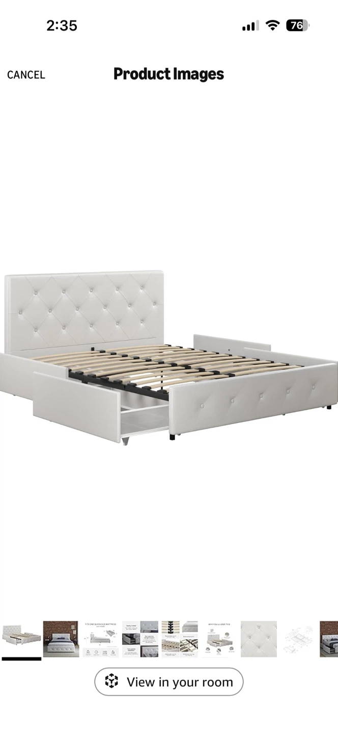 Bed frame w/ 4 storage drawers + nightstand - photo 3