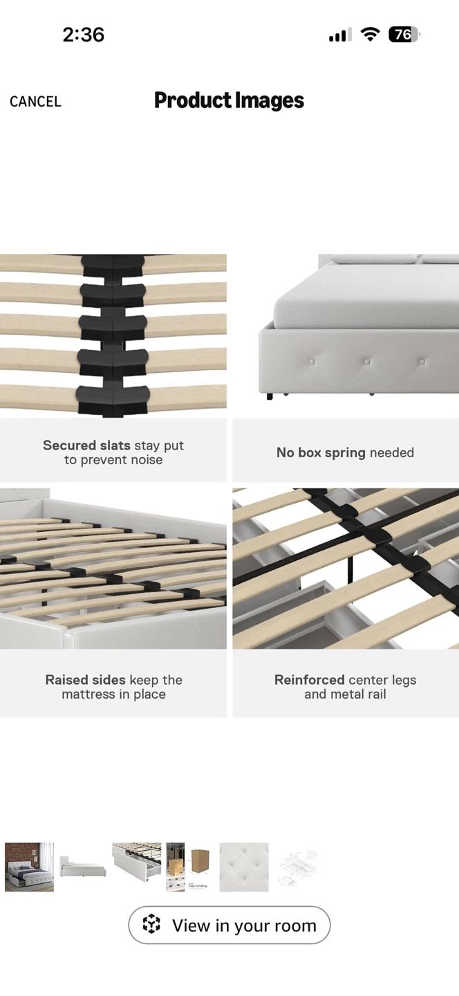 Bed frame w/ 4 storage drawers + nightstand - photo 4