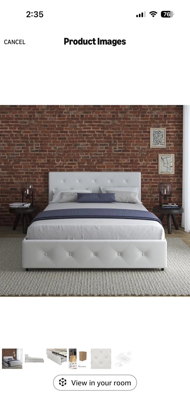 Bed frame w/ 4 storage drawers + nightstand - photo 2