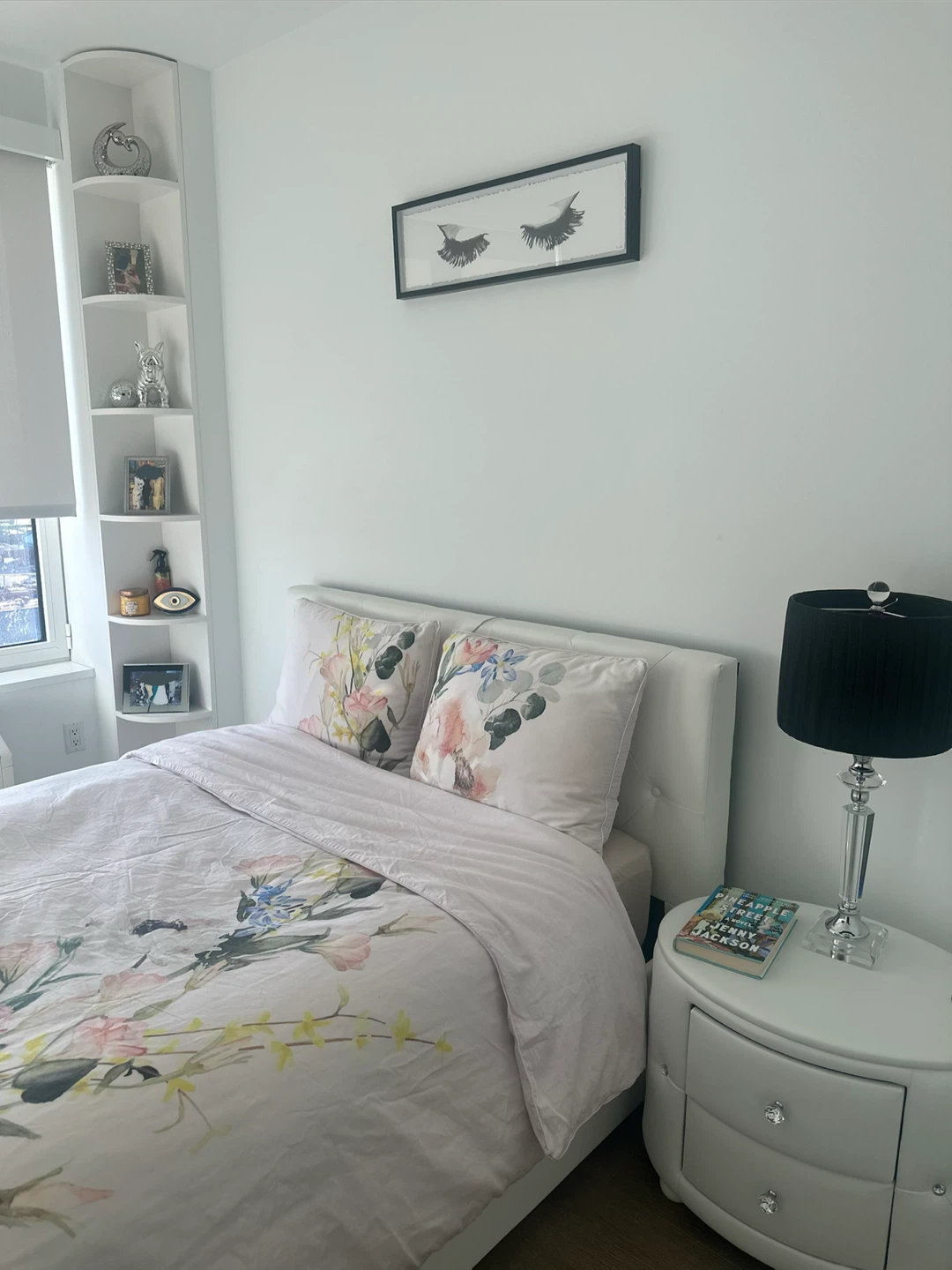 Bed frame w/ 4 storage drawers + nightstand