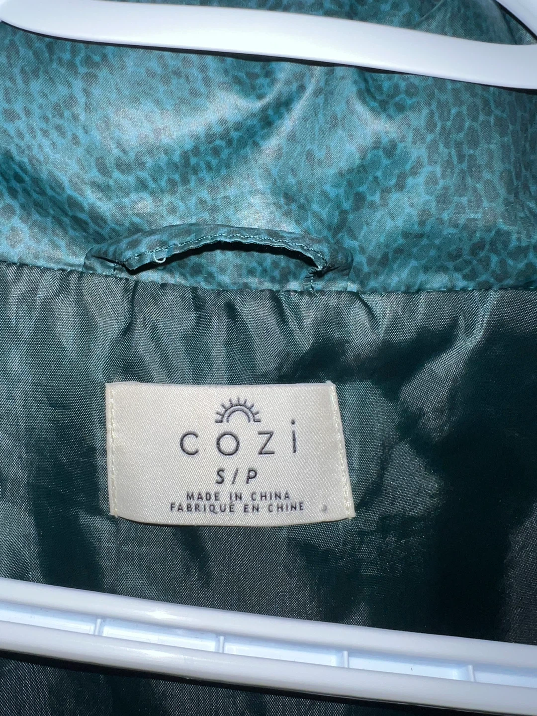 Cozi Puffer Jacket - Teal Snake Print - Size S/P - photo 3
