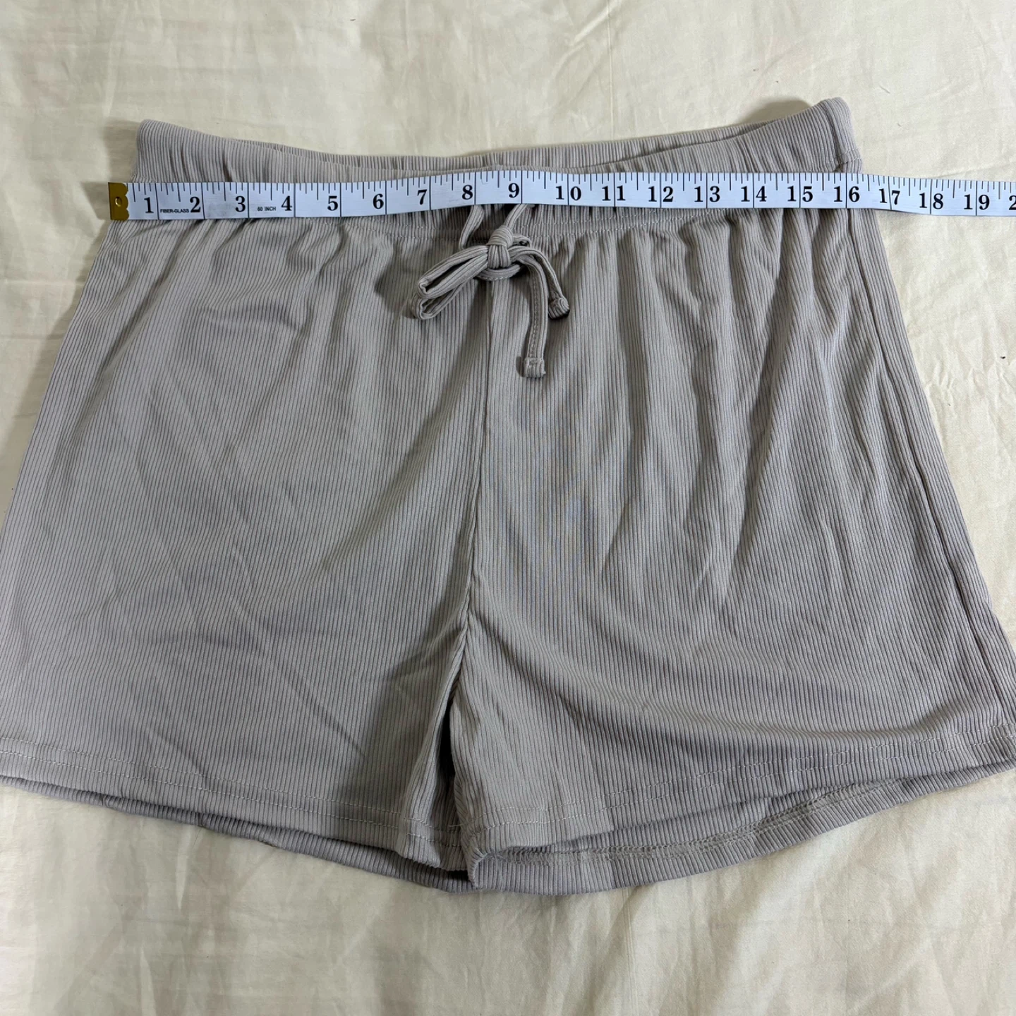 Ribbed Knit Lounge Set - Tan T-Shirt & Shorts - photo 4