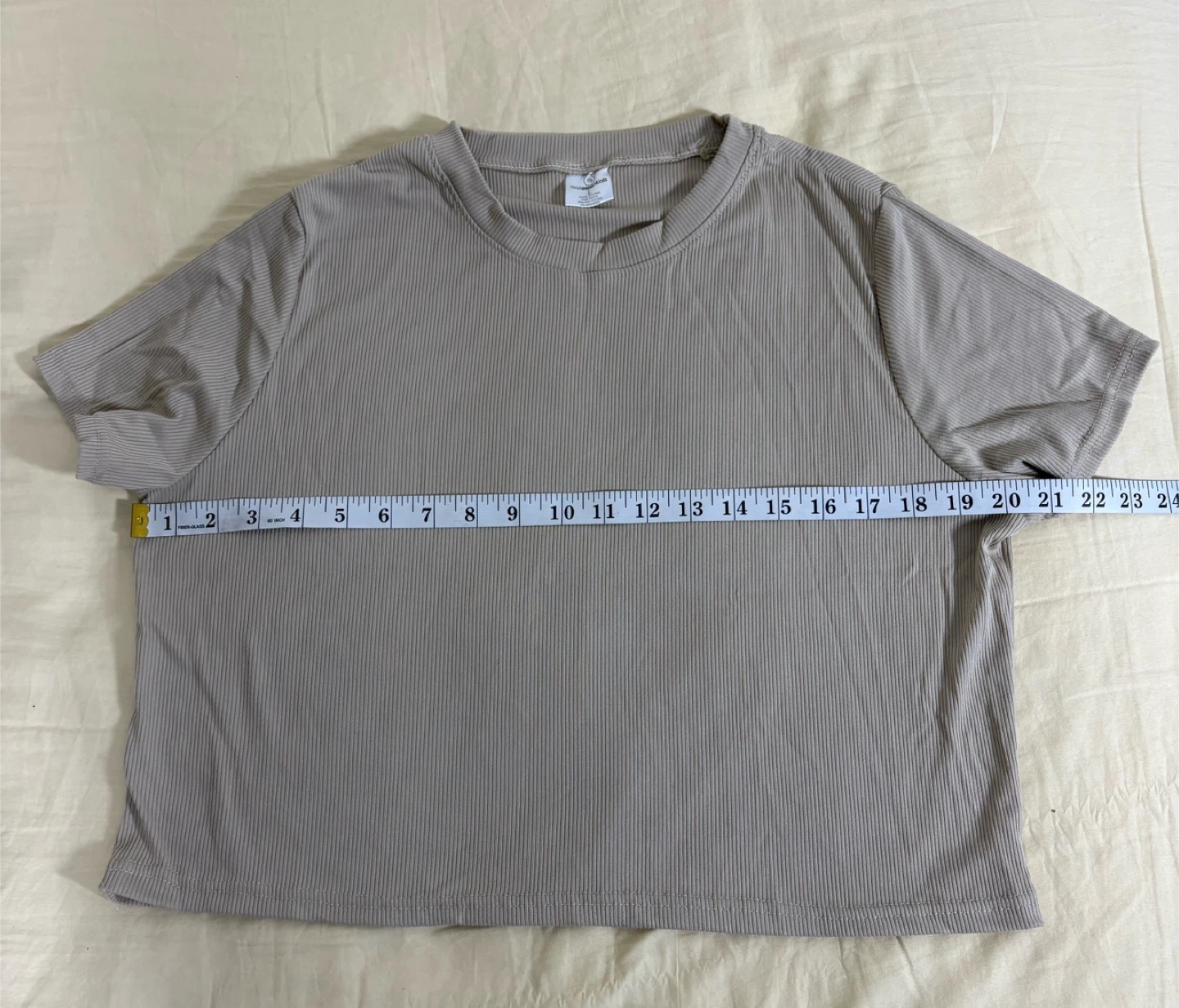 Ribbed Knit Lounge Set - Tan T-Shirt & Shorts - photo 3