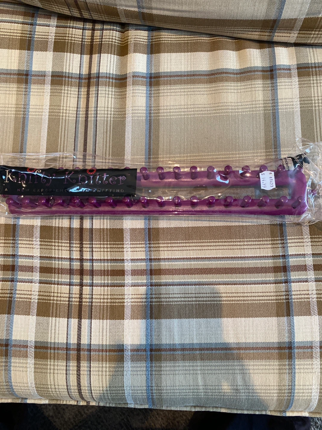 Knifty Knitter Purple Knitting Loom with Hook