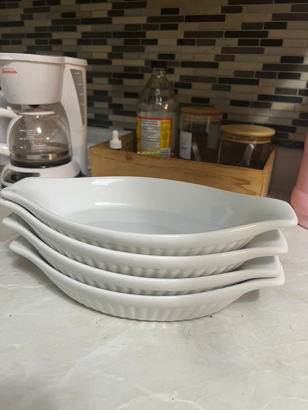 🥕 Set of 4 White Oval Ramekins
