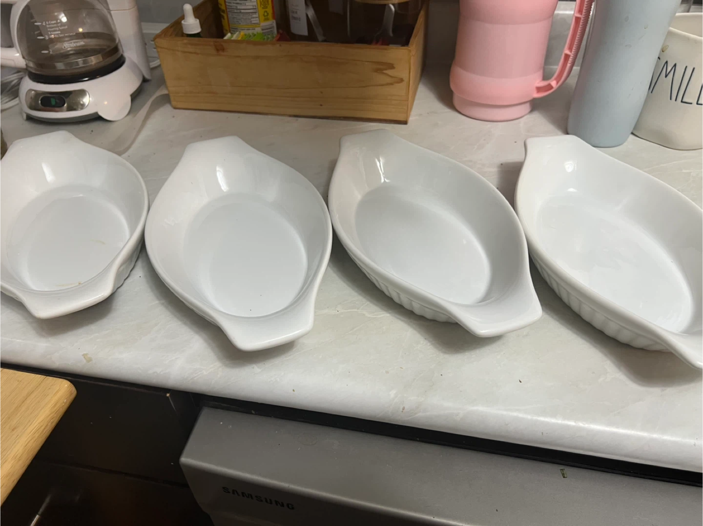 🥕 Set of 4 White Oval Ramekins - photo 2
