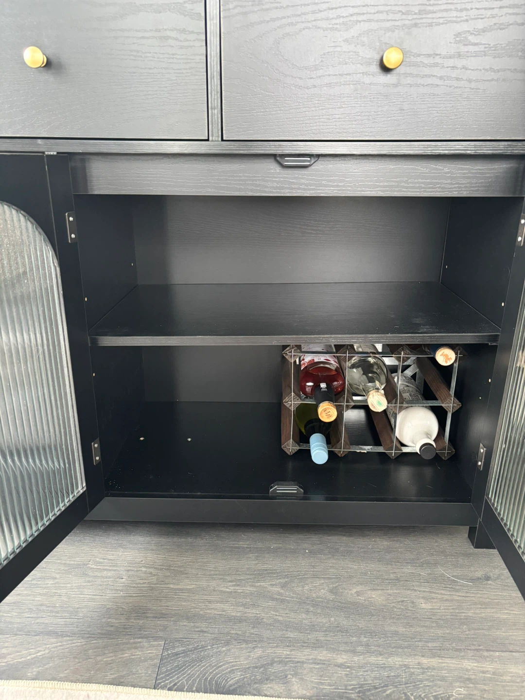 Black Buffet Cabinet with Glass Doors - photo 3