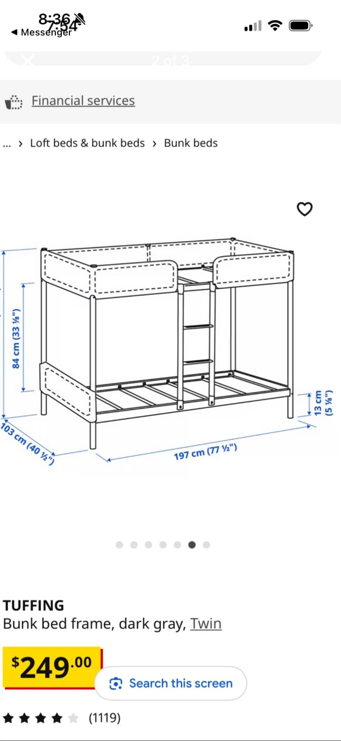 IKEA TUFFING Bunk Bed Frame - Dark Gray, Twin - photo 3