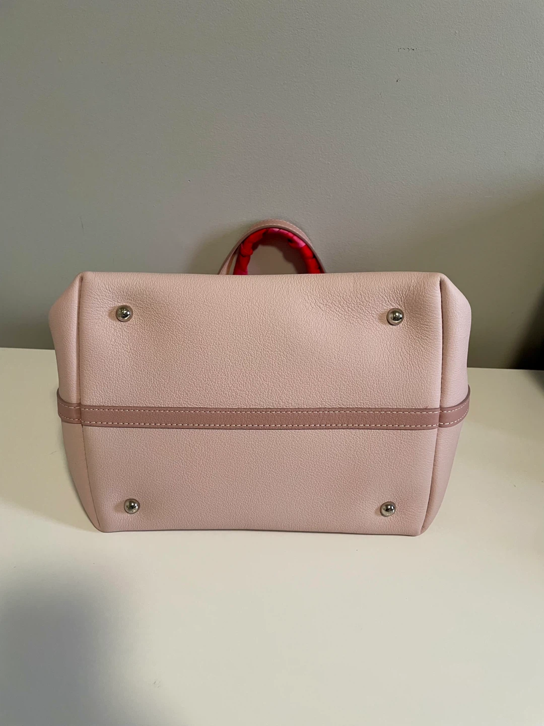 Carolina Herrera Pink Leather Tote Bag with Floral Scarf - photo 5