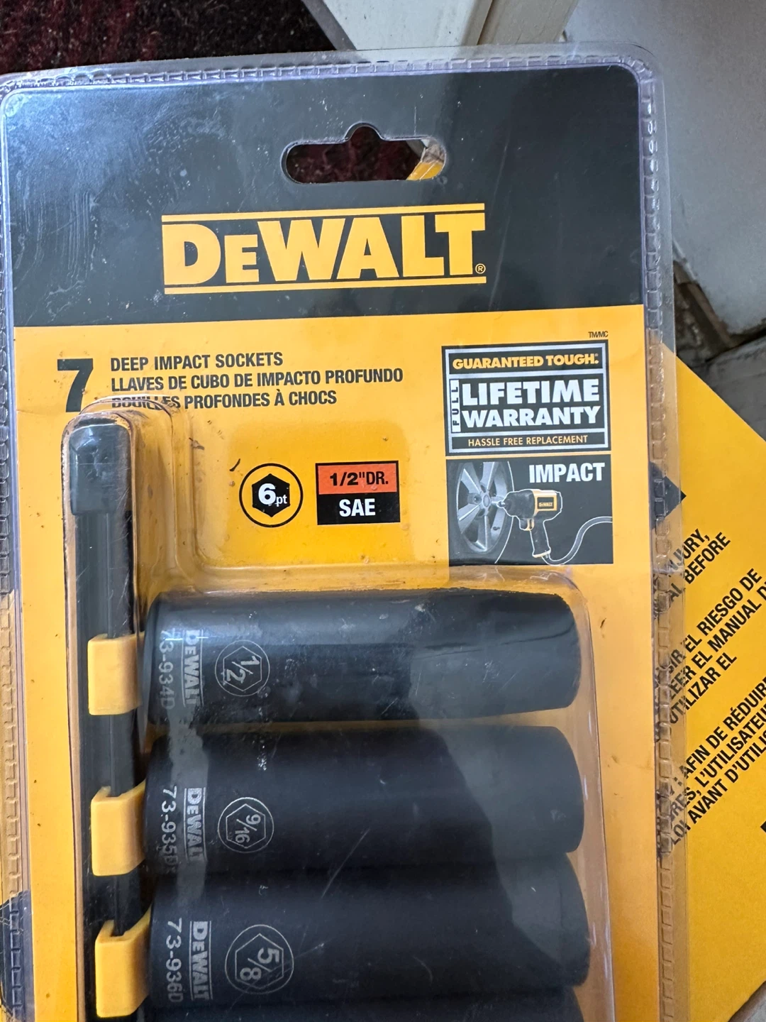 DeWalt 7-Piece Deep Impact Socket Set 1/2" Drive SAE - photo 3