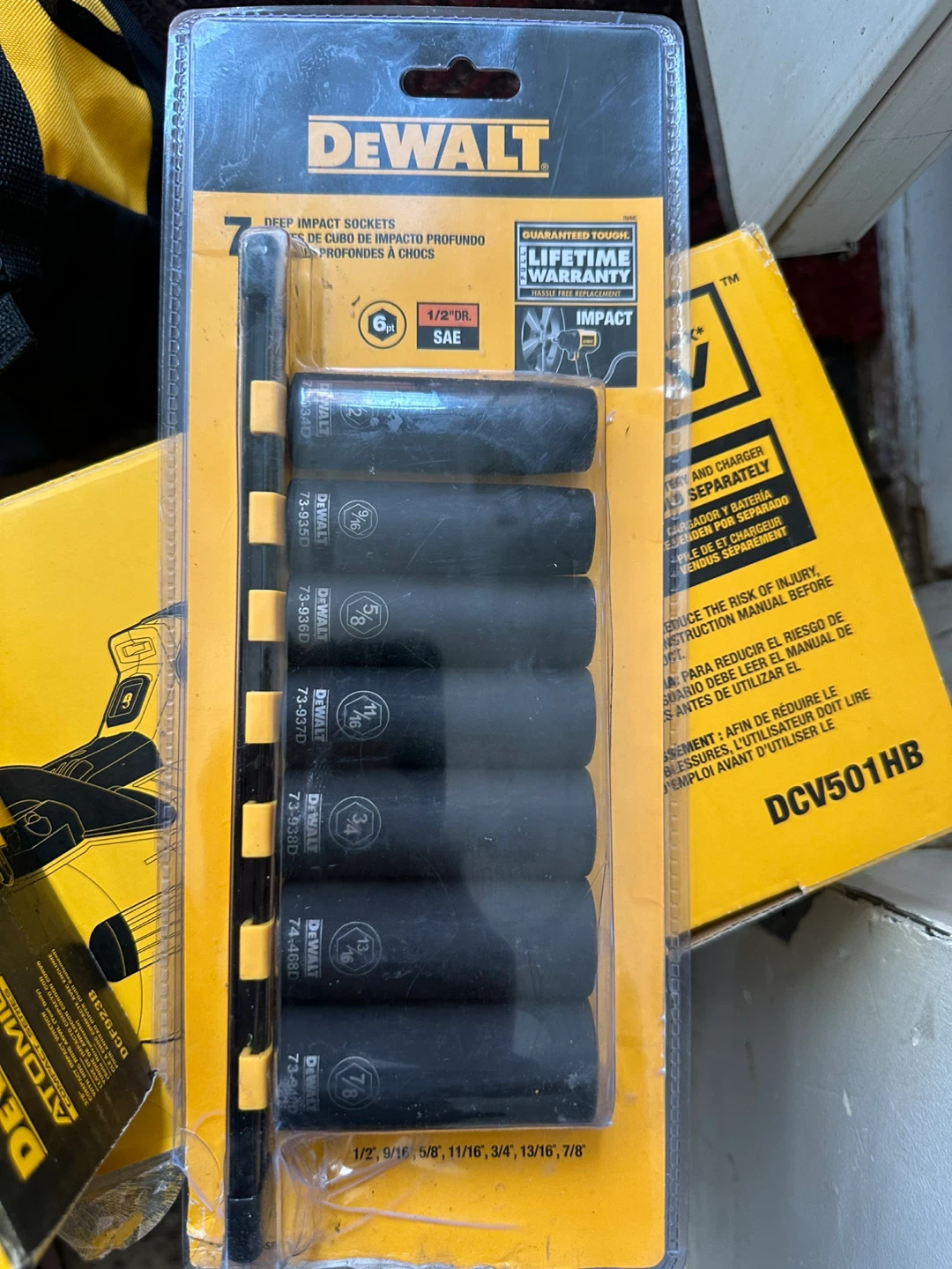 DeWalt 7-Piece Deep Impact Socket Set 1/2" Drive SAE