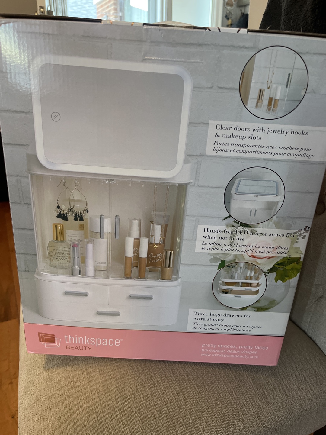 ThinkSpace Beauty Organizer with LED Mirror