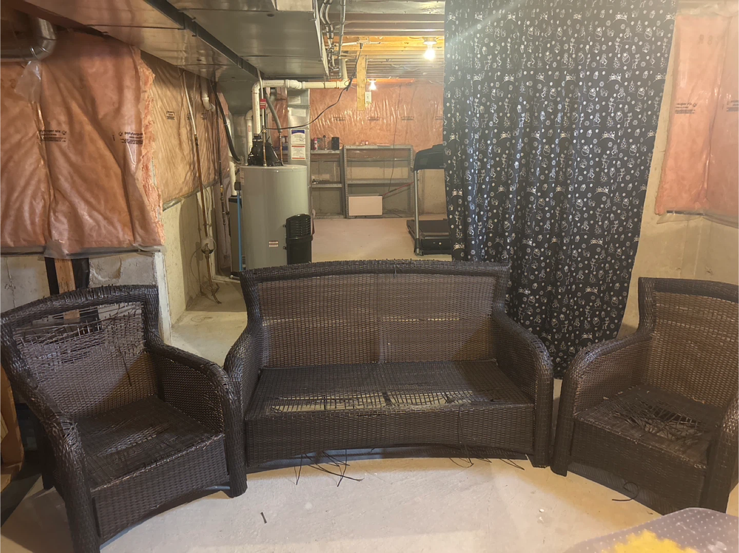 Wicker patio set (loveseat and chairs)