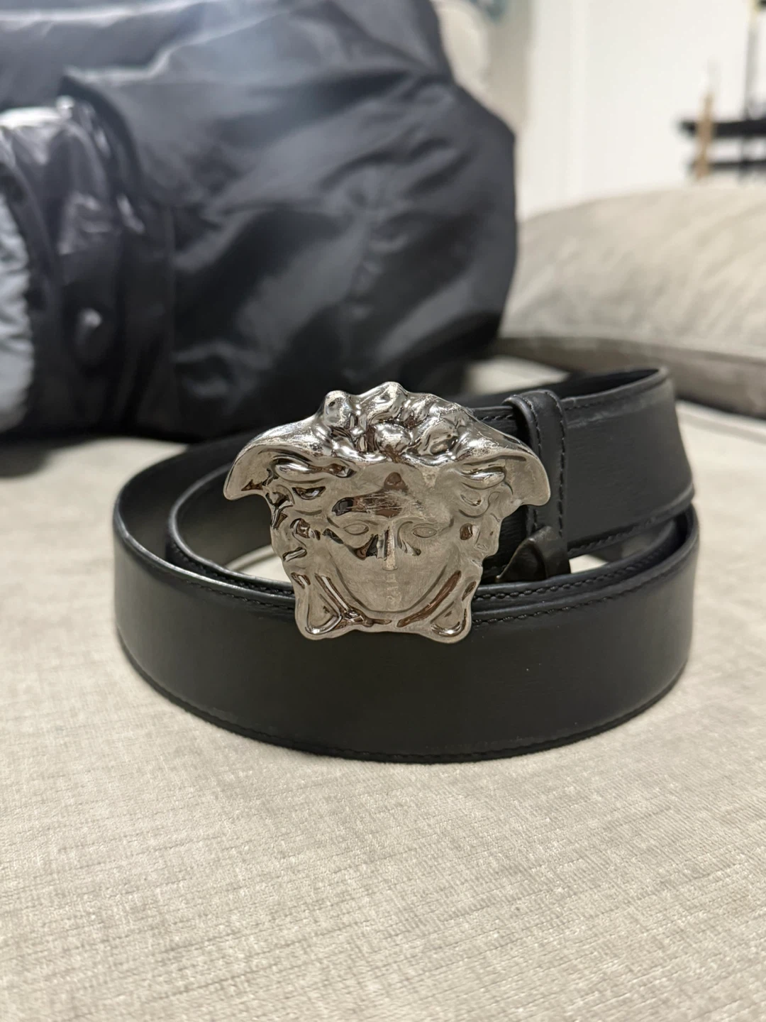 Versace Medusa Head Black Leather Belt Men’s Size 105/42