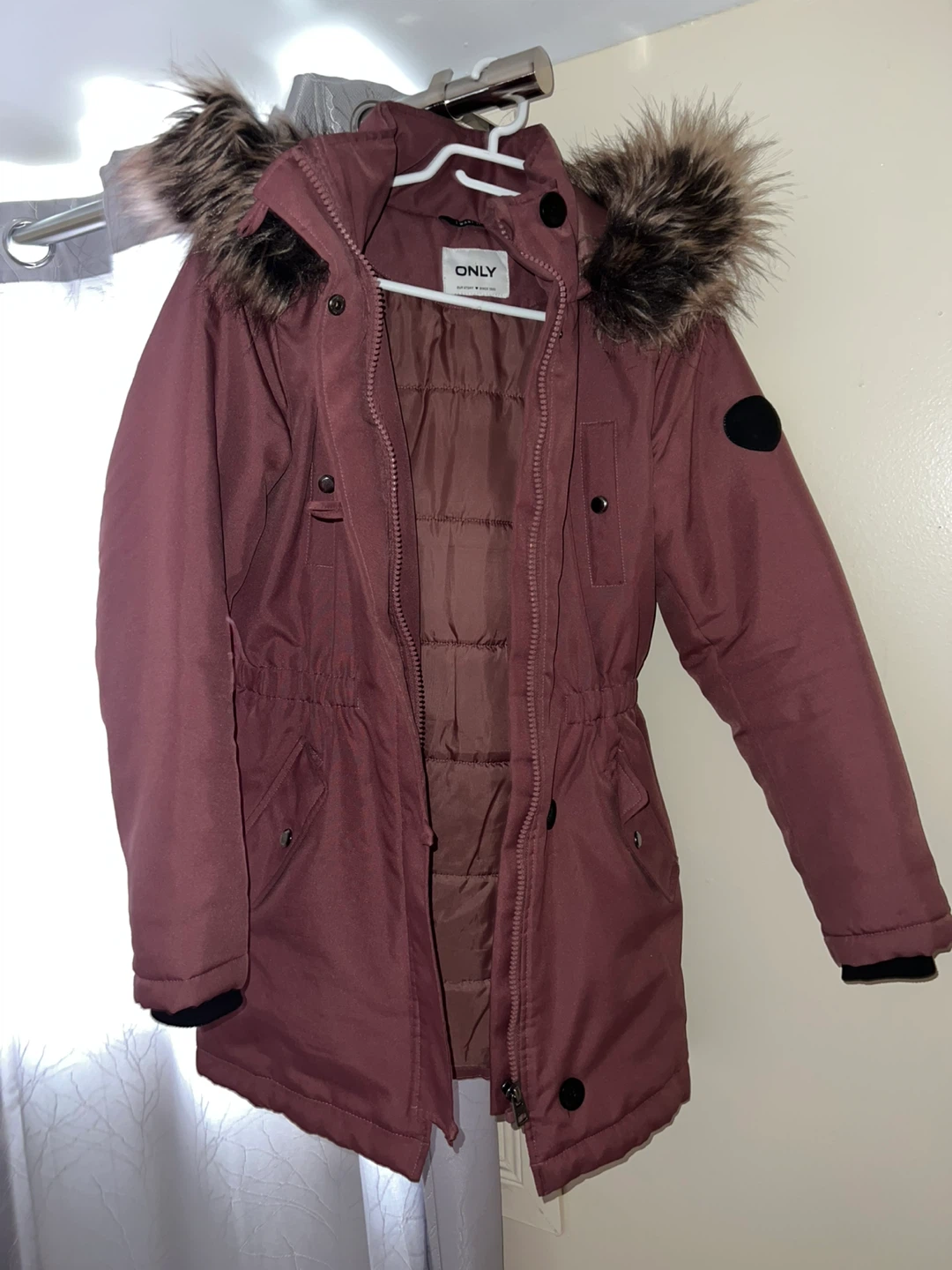 ONLY Women's Burgundy Parka Jacket XS