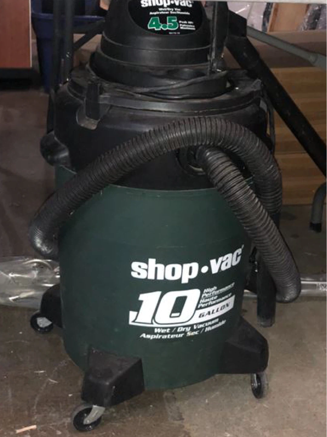 High-performance ShopVac 10Gal 4.5Hp Vacuum