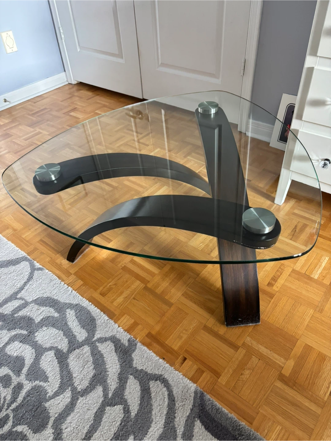 Modern Glass and Wood Coffee Table