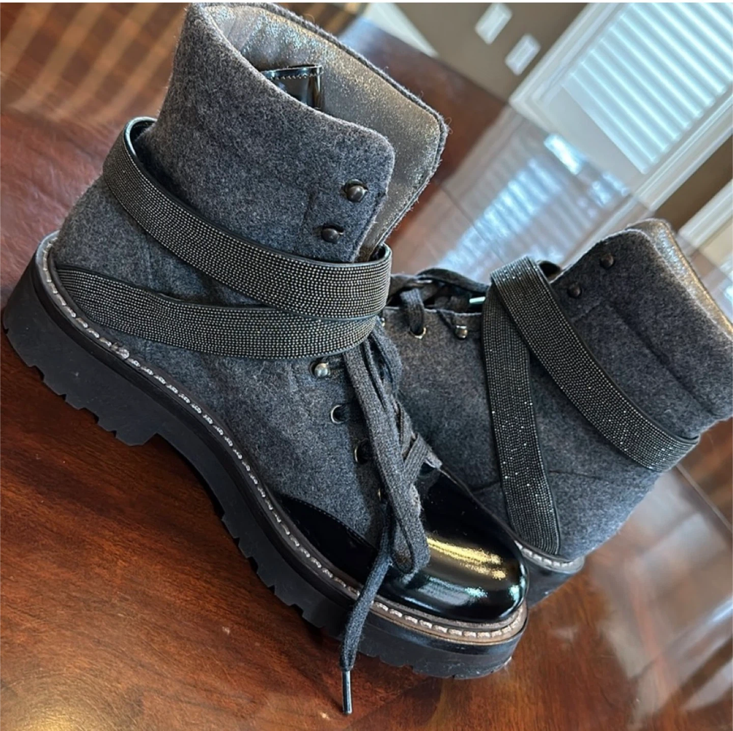 Brunello Cucinelli Women's Grey Combat Boots - photo 2