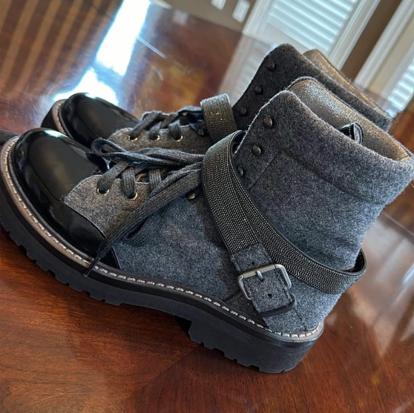 Brunello Cucinelli Women's Grey Combat Boots - photo 4
