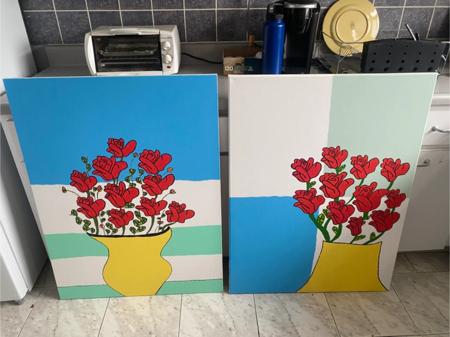 Two Abstract Rose Paintings