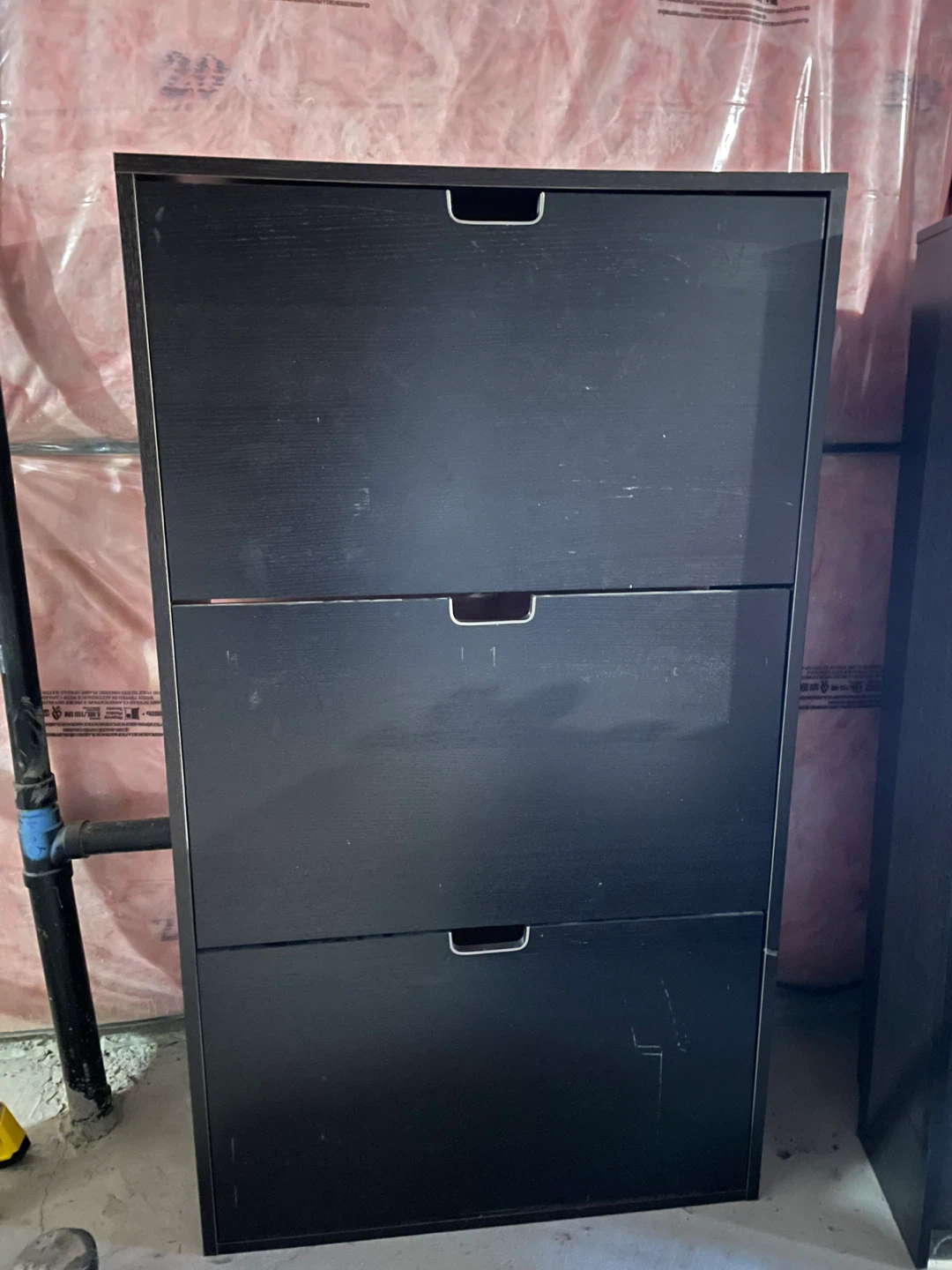 Black Shoe Storage Cabinet with 3 Drawers