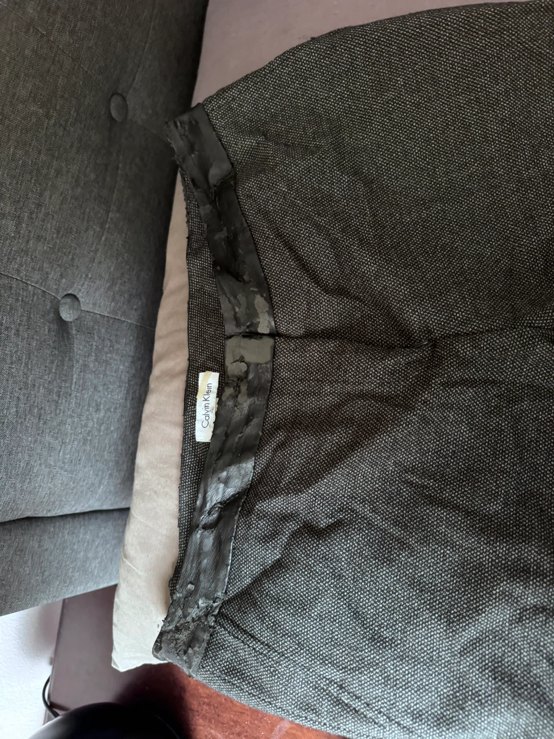 Calvin Klein Gray Herringbone Dress Pants - photo 2