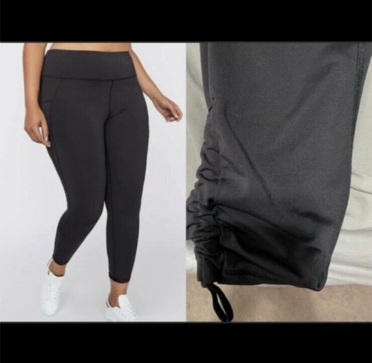Leggings with side pockets and bottom ruching