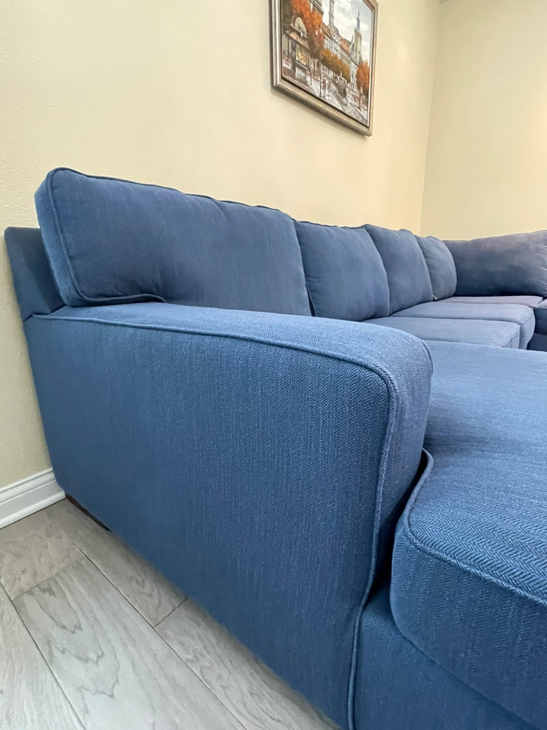 Large Blue Sectional Sofa with Chaise - photo 3