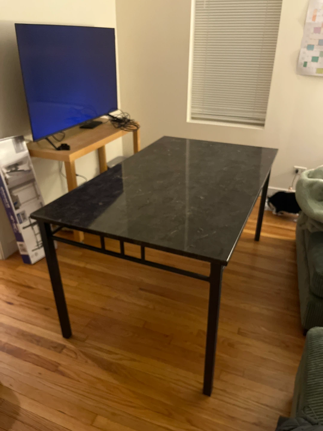 Dark Faux Marble Top Dining Table