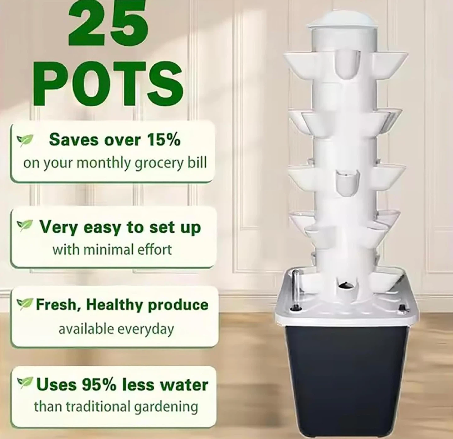 6-Tier Vertical Hydroponic Growing System for 25 Plants - photo 3
