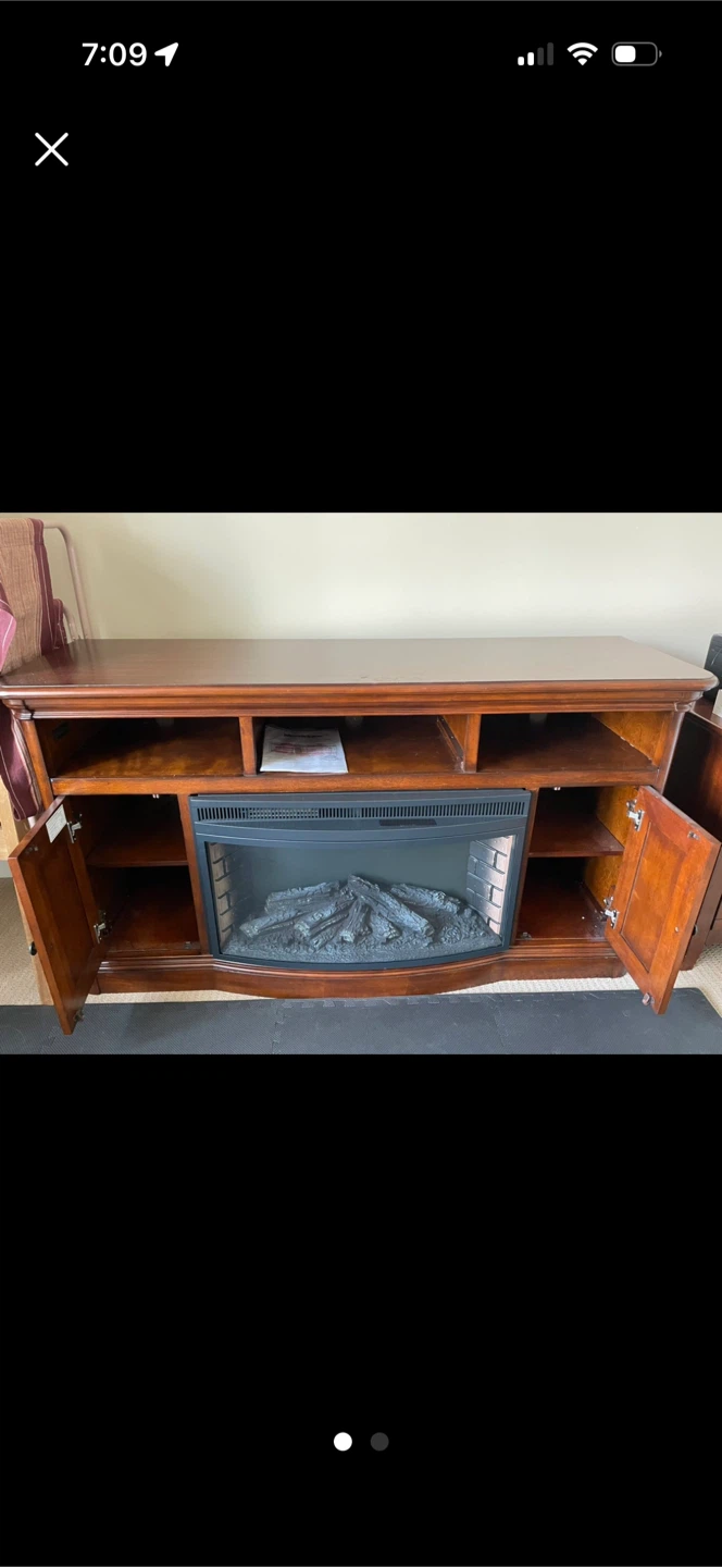 Wooden Electric Fireplace Media Console - photo 2